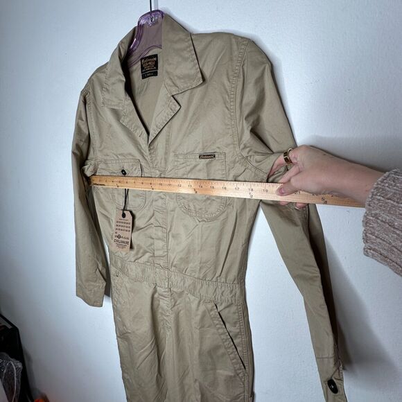 NWT Civilianaire Tan Khaki Zip-Front Long Sleeve Utility Pockets Jumpsuit XS - Picture 5 of 15
